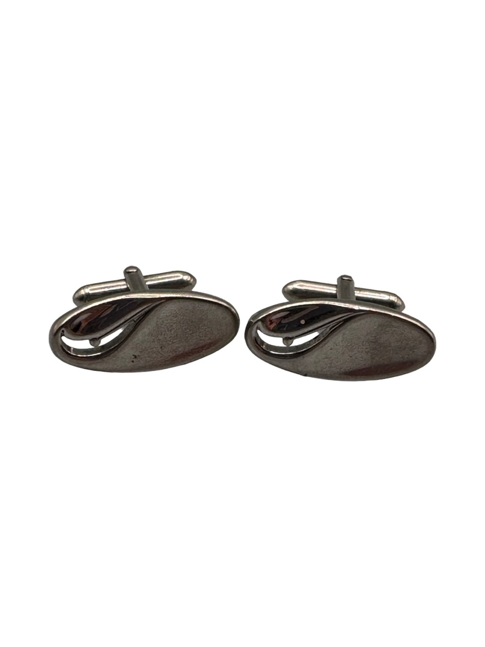 Vintage Swank Silver Tone Oval Cufflinks Men’s Formal Jewelry